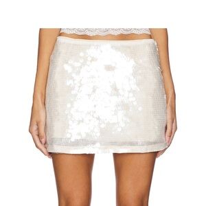 superdown White Sequin Mini Skirt